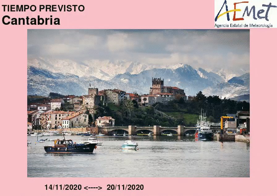 Tiempo previsto en Cantabria desde 14-11-2020 hasta 20-11-2020.